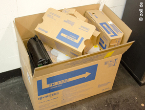 Customs seize illicit copies of Kyocera toner cartridges.