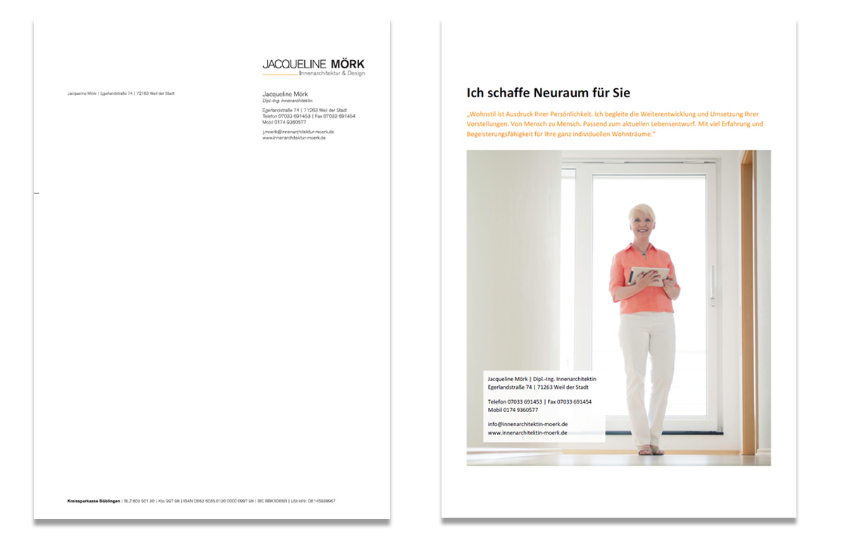 Letterhead and cover page for documents